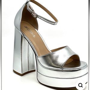 SODA SHOES METALLIC CHUNKY PLATFORM HIGH HEELS KISSME